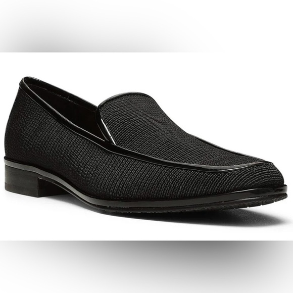 Donald Pliner NEW Tamryn Black Stretch Fabric Loafers Patent Trim Size 7.5